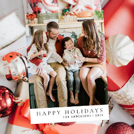 Cartes Pour Fêtes Annuelles Élégant Noël minimal | Famille moderne 1 photo