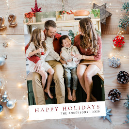 Cartes Pour Fêtes Annuelles Élégant Noël minimal | Famille moderne 1 photo