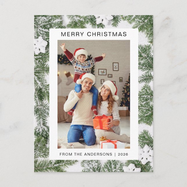 Cartes Pour Fêtes Annuelles Élégant Noël minimal | Famille moderne 1 photo (Devant)