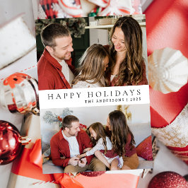 Cartes Pour Fêtes Annuelles Élégant Noël minimal | Famille moderne 2 Photo