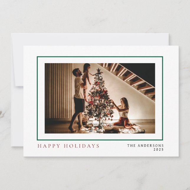 Cartes Pour Fêtes Annuelles Élégant Noël minimal | Portrait de famille moderne (Devant)