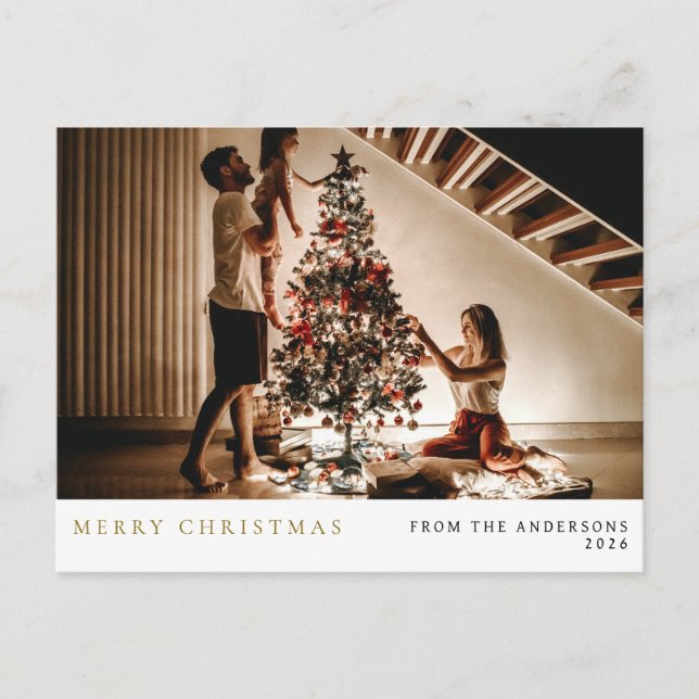 Cartes Pour Fêtes Annuelles Élégant Noël minimal | Portrait de famille moderne (Devant)