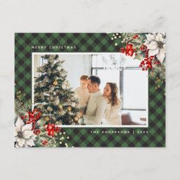 Cartes Pour Fêtes Annuelles Élégant Noël photo aquarelle verte