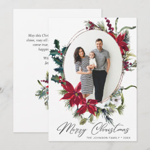 Cartes Pour Fêtes Annuelles Élégant Noël Poinsettia Photo Grey