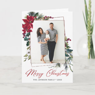 Cartes Pour Fêtes Annuelles Élégant Noël Poinsettia Photo Grey