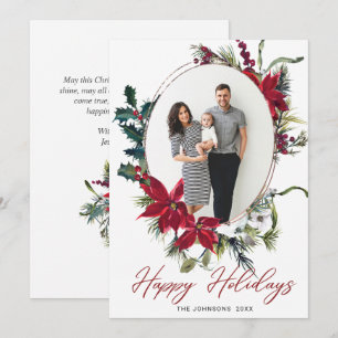 Cartes Pour Fêtes Annuelles Élégant Noël Poinsettia Photo Grey