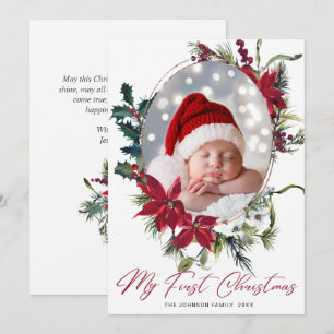 Cartes Pour Fêtes Annuelles Élégant Noël Poinsettia Photo Grey