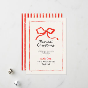Cartes Pour Fêtes Annuelles Élégant Noël traditionnel arc rouge moderne