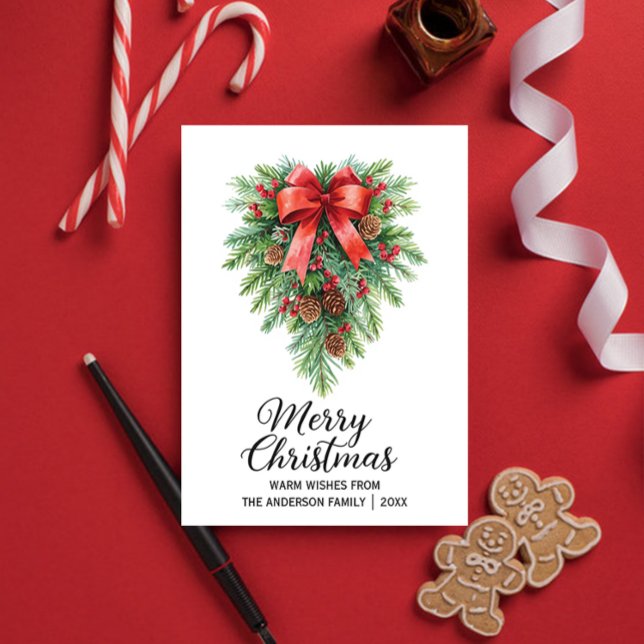 Cartes Pour Fêtes Annuelles Élégant Noël Wreath Holiday (Créateur téléchargé)