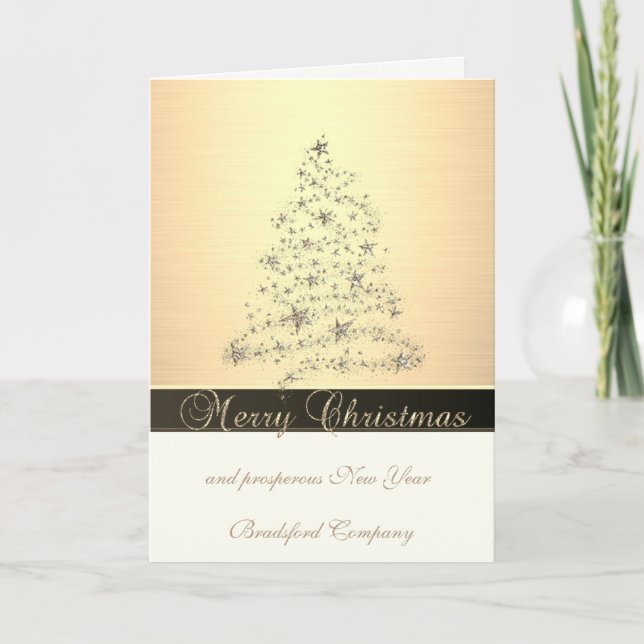 Cartes Pour Fêtes Annuelles Elégant noir, Arbre de Noël,, Entreprise (Devant)