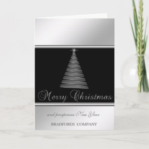 Cartes Pour Fêtes Annuelles Elégant Noir, Argent, Arbre de Noël, Compagnie