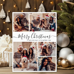 Cartes Pour Fêtes Annuelles Elégant noir blanc 5 photo Collage Noël