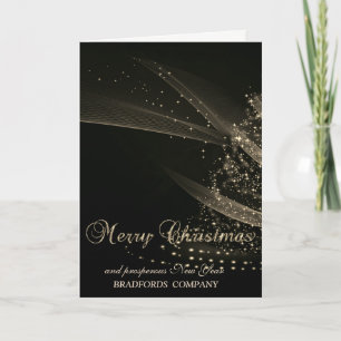 Cartes Pour Fêtes Annuelles Elégant Noir brillant Arbre de Noël, Société
