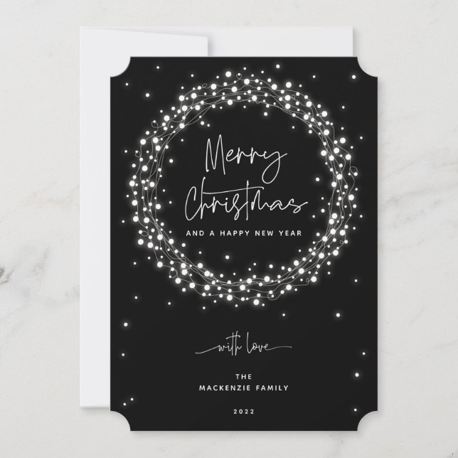 Cartes Pour Fêtes Annuelles Élégant noir éclat Noël (Devant)