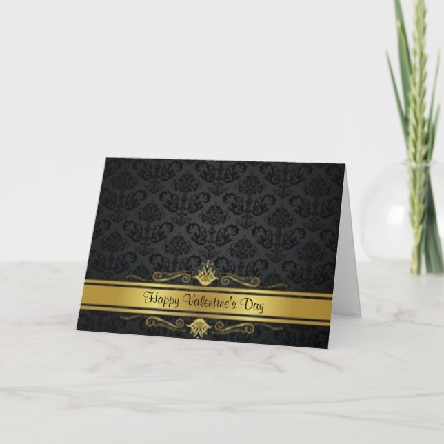 Cartes Pour Fêtes Annuelles Élégant noir et or (Devant)