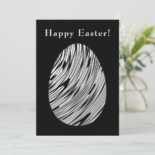 Cartes Pour Fêtes Annuelles Elégant Oeuf d'Art Abstrait moderne Noir Blanc Pâq