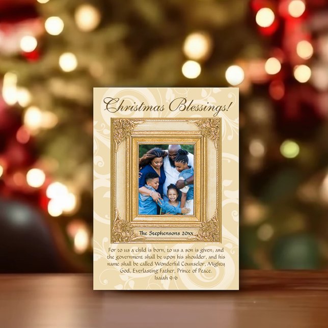 Cartes Pour Fêtes Annuelles Élégant or Bible chrétienne Verse Photo (luxury christian religious bible verse christian photo christmas card)