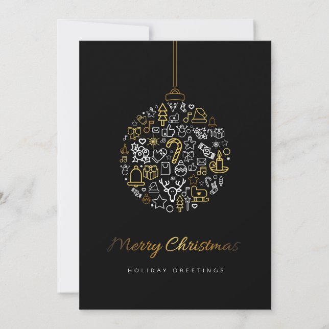 Cartes Pour Fêtes Annuelles Elégant or et noir Joyeux Noël (Devant)