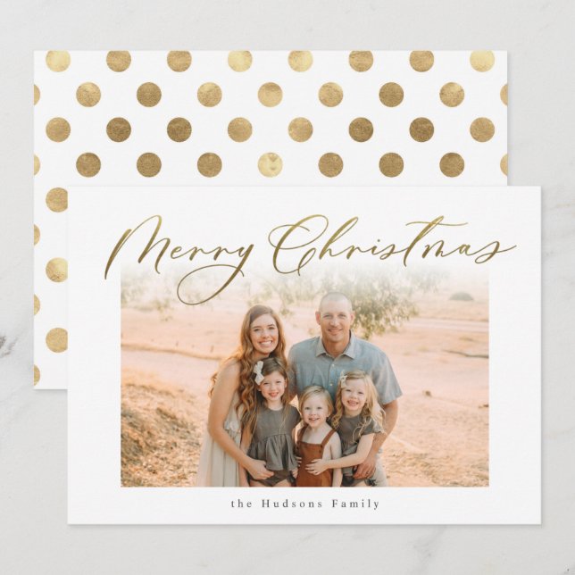 Cartes Pour Fêtes Annuelles Elégant or Joyeux Noël Calligraphie (Devant / Derrière)