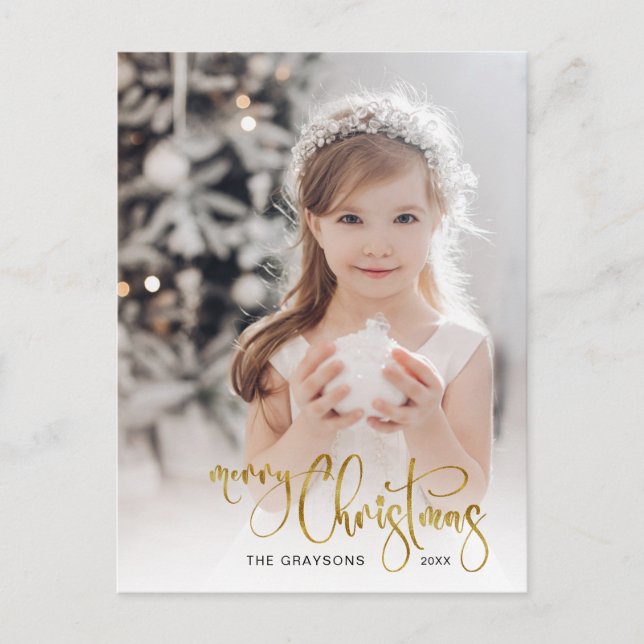 Cartes Pour Fêtes Annuelles Elégant or Joyeux Noël Calligraphie (Devant)
