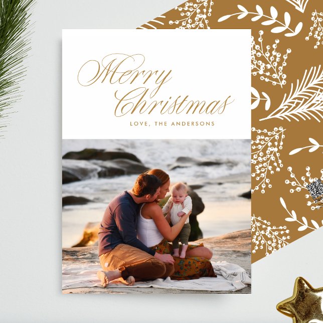 Cartes Pour Fêtes Annuelles Élégant or Joyeux Noël traditionnel (Créateur téléchargé)