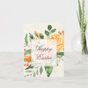 Cartes Pour Fêtes Annuelles Elégant Orange floral personnalisé Pâques