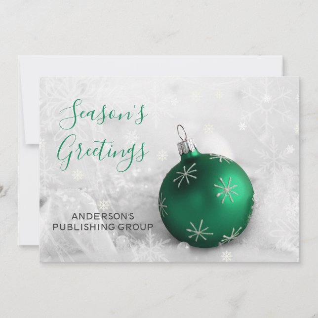 Cartes Pour Fêtes Annuelles Elégant Ornament Vert Festive Société de vacances (Devant)
