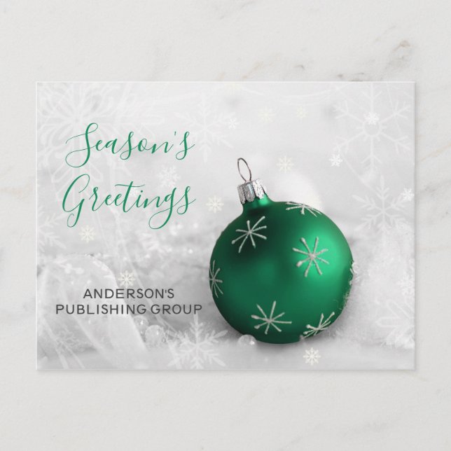 Cartes Pour Fêtes Annuelles Elégant Ornament Vert Festive Société de vacances (Devant)