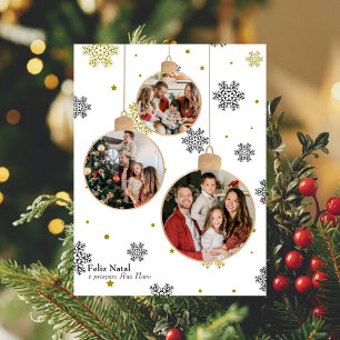 Cartes Pour Fêtes Annuelles Élégant ornement de Noël Photo, Voeux portugais