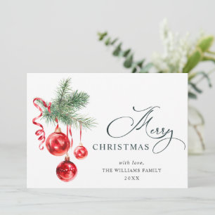 Cartes Pour Fêtes Annuelles Élégant ornement rouge Joyeux voeux de Noël