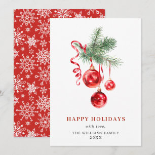 Cartes Pour Fêtes Annuelles Élégant ornement rouge Joyeux voeux de Noël