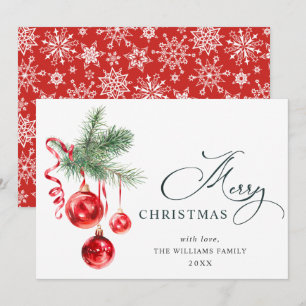 Cartes Pour Fêtes Annuelles Élégant ornement rouge Joyeux voeux de Noël