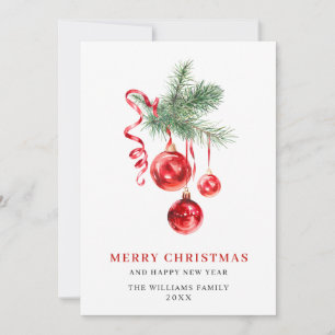 Cartes Pour Fêtes Annuelles Élégant ornement rouge Joyeux voeux de Noël