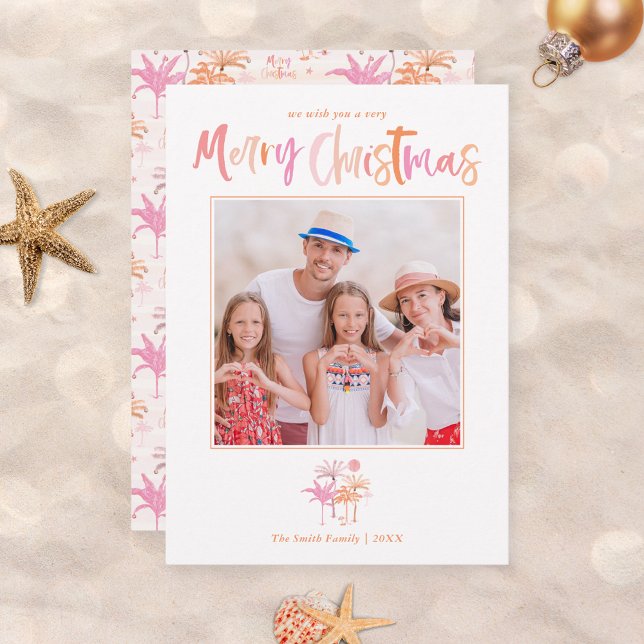 Cartes Pour Fêtes Annuelles Élégant palmier Photo de Noël tropical (Créateur téléchargé)