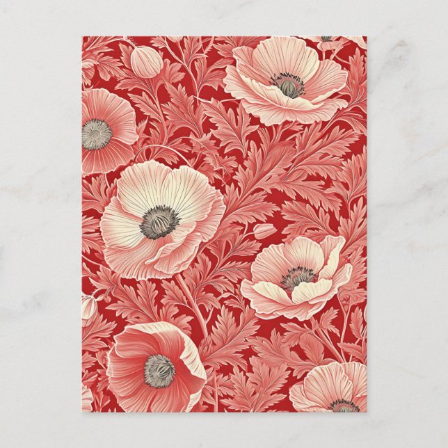 Cartes Pour Fêtes Annuelles Élégant Papes Rouge Rose Art Floral (Devant)