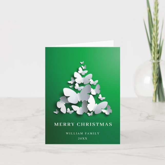 Cartes Pour Fêtes Annuelles Elégant papillon Monarque Noël Arbre de voeux (Devant)