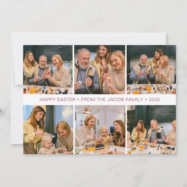 Cartes Pour Fêtes Annuelles élégant Pâques moderne, famille Six photo collage (Devant)