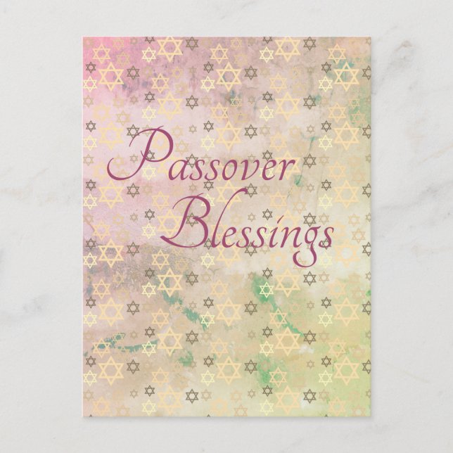 Cartes Pour Fêtes Annuelles Élégant Pastel Passover Bénédictions Étoile de Dav (Devant)