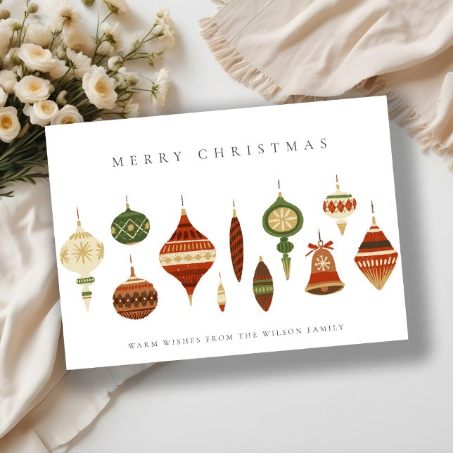 CARTES POUR FÊTES ANNUELLES ÉLÉGANT PASTEL ROUGE ÉTOILE VERT CHIRSTMAS ORNAMES (Créateur téléchargé)