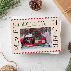 Cartes Pour Fêtes Annuelles Elegant Peace Hope Faith Cheer Christmas Photo