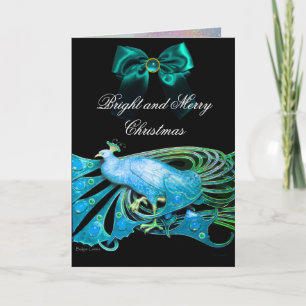 CARTES POUR FÊTES ANNUELLES ÉLÉGANT PEACOCK BLEU, PIERRES GEM ET NOËL BOÎTE