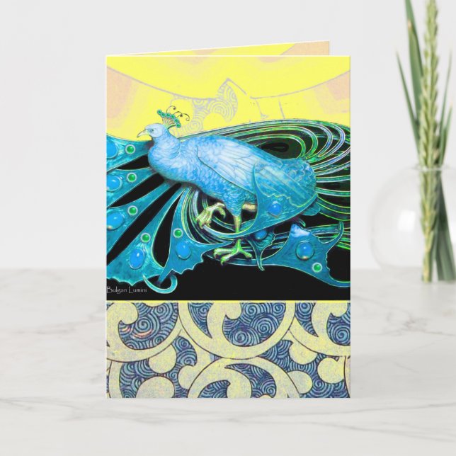 CARTES POUR FÊTES ANNUELLES ÉLÉGANT PEACOCK BLEU TURQUOISE AVEC DES CHEMISES G (Devant)
