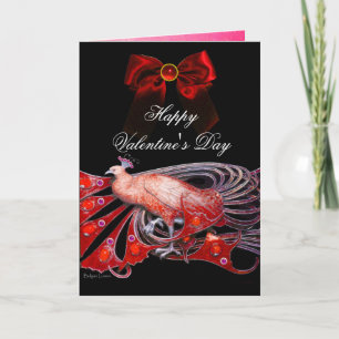 Cartes Pour Fêtes Annuelles ELÉGANT PEACOCK, GEM STONES, ROUGE BOW, Saint Vale