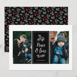 Cartes Pour Fêtes Annuelles Élégant Peint Holly   Peace Love Black Two Photo