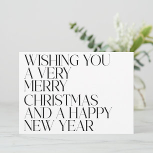 Cartes Pour Fêtes Annuelles Élégant Photo de Noël en Typographie Noir et Blanc