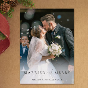 Cartes Pour Fêtes Annuelles Elégant Photo personnalisée Nouveaux mariés Noël