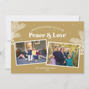 Cartes Pour Fêtes Annuelles Elégant pin blanc sur Gold 2 Photos Noël