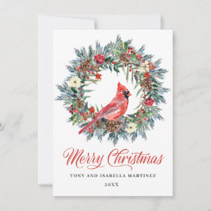 Cartes Pour Fêtes Annuelles Élégant Pine Holly Serre de Noël Cardinal Rouge