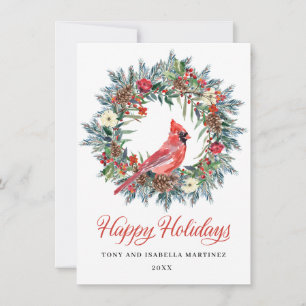 Cartes Pour Fêtes Annuelles Élégant Pine Holly Serre de Noël Cardinal Rouge