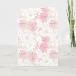 Cartes Pour Fêtes Annuelles Elegant Pink & Gold Floral Watercolor Paint